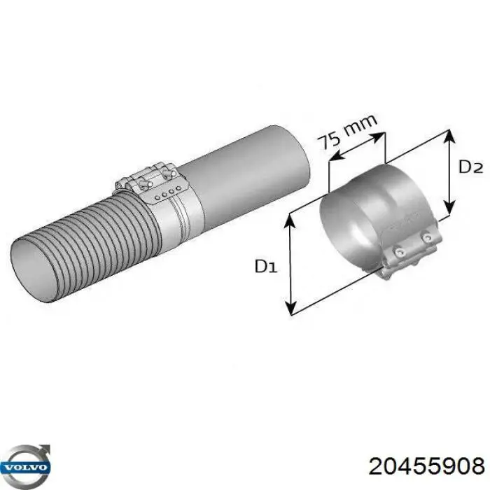 Кронштейн/хомут глушника, передній 20455908 Volvo