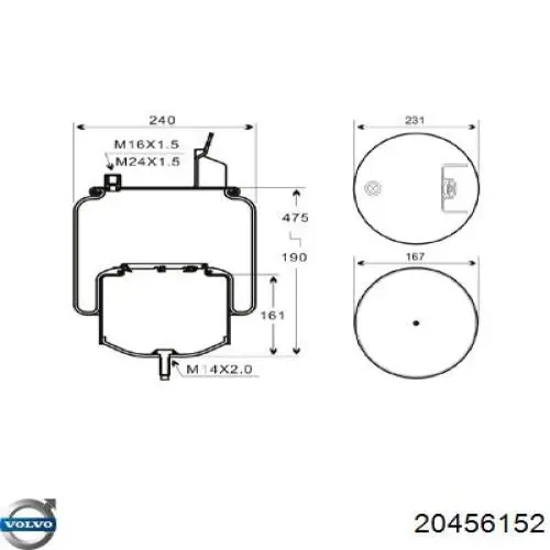 Пневмоподушка/Пневморессора моста 20456152 Volvo