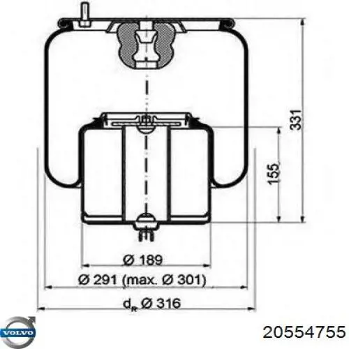 Купити 20554755 Volvo Пневмоподушка/Пневморессора моста
