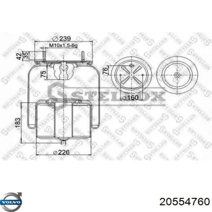 20554760 Volvo Пневмоподушка/Пневморессора моста переднього