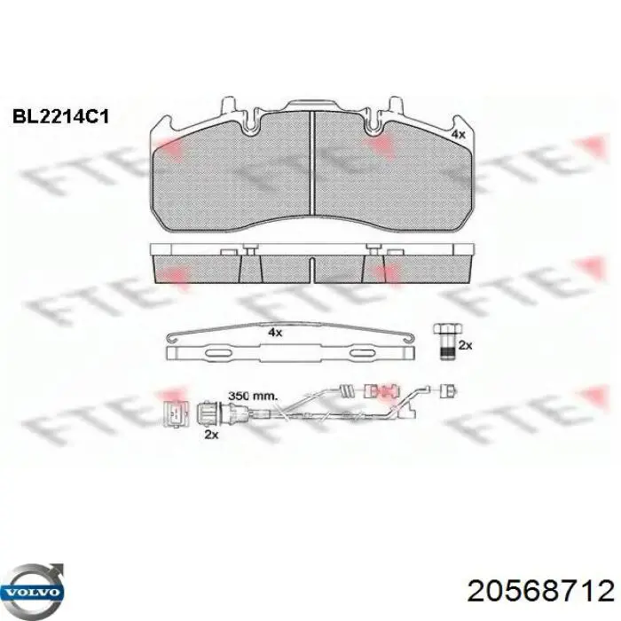 Гальмівні колодки Volvo 20568712 ціна, від 88.36 USD