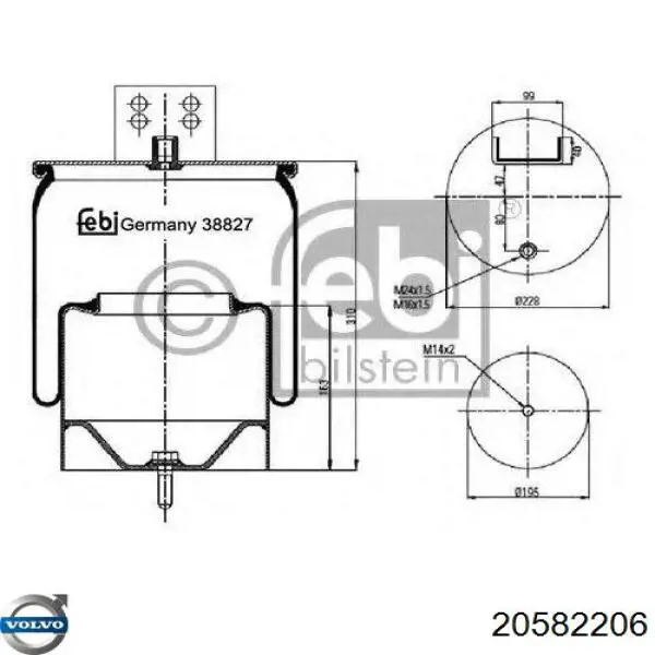 20582206 Volvo Ресора пневматичної підвіски