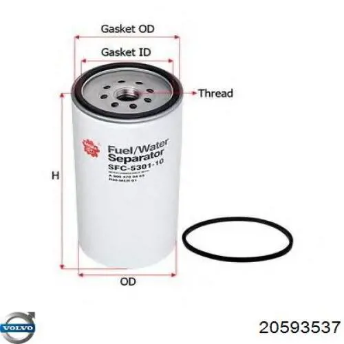 Фільтр тонкого очищення палива Volvo 20593537 ціна, від 26.43 USD