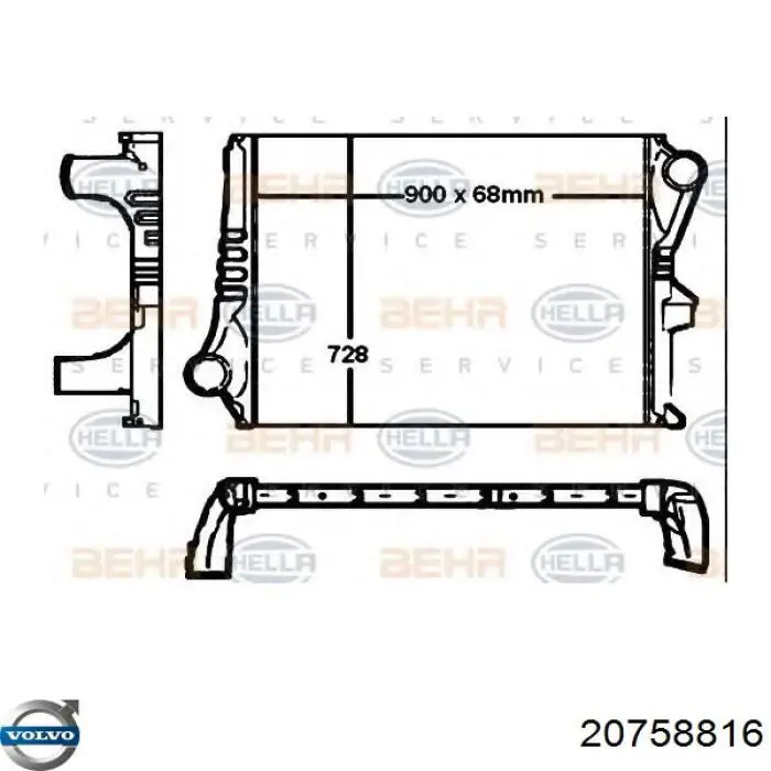 Купити 20758816 Volvo Радіатор интеркуллера