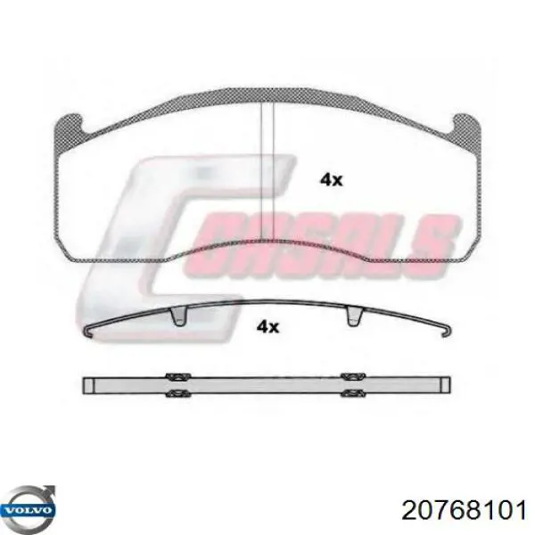 Задні гальмівні колодки Volvo 20768101 ціна, від 51.50 USD