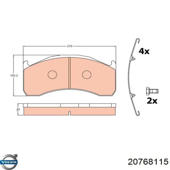 Передні тормозні колодки 20768115 Volvo