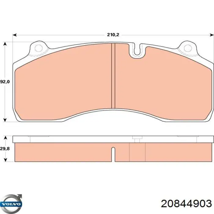 Передні тормозні колодки 20844903 Volvo