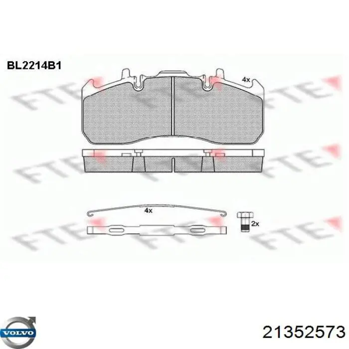Гальмівні колодки Volvo 21352573 ціна, від 88.10 USD