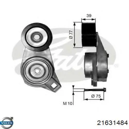 Натягувач приводного ременя 21631484 Volvo