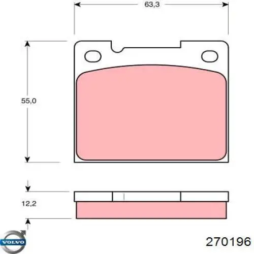 Колодки гальмові задні, дискові 270196 Volvo