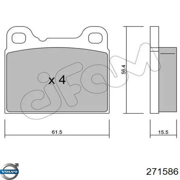 Купити 271586 Volvo Задні колодки