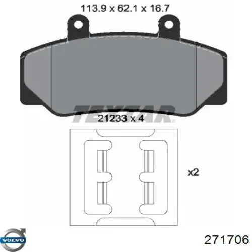 Купити 271706 Volvo Колодки гальмівні передні, дискові