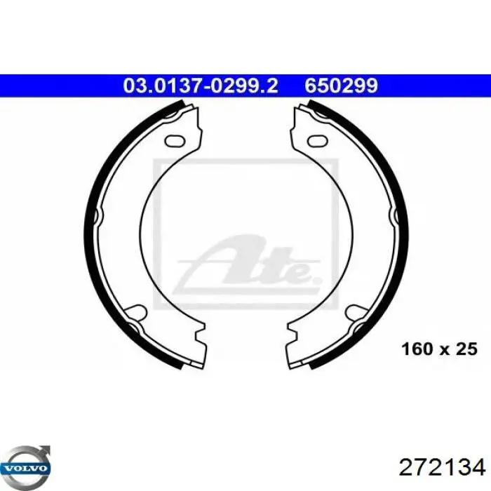 Колодки ручника/стоянкового гальма 272134 Volvo