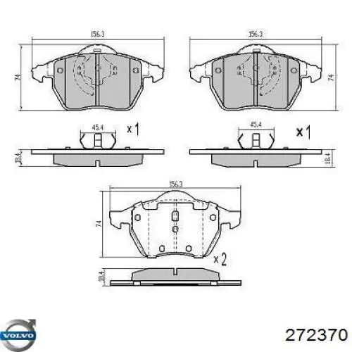 Купити 272370 Volvo Колодки гальмівні передні, дискові