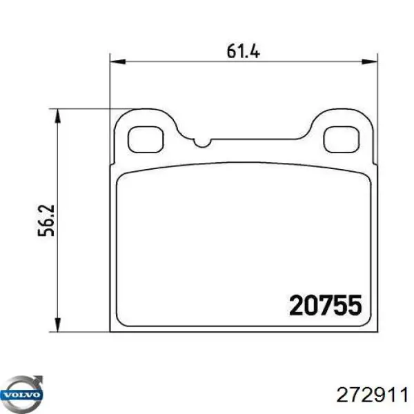 Колодки гальмові задні, дискові 272911 Volvo