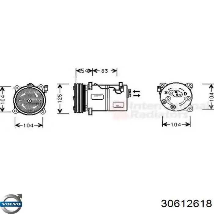 Компресор системи кондиціювання Volvo 30612618 ціна, від 242.82 USD