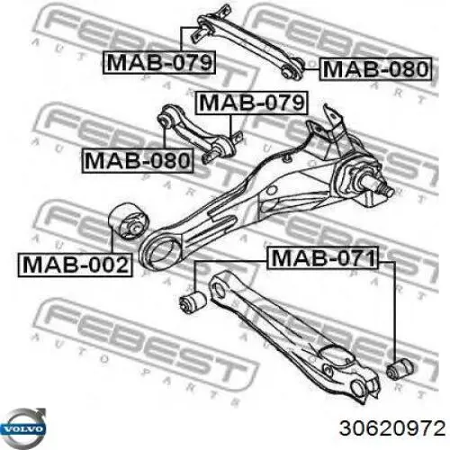 Сайлентблок заднього нижнього важеля Volvo 30620972 ціна, від 4.87 USD
