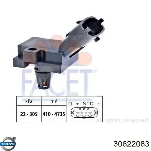 MAP сенсор Volvo 30622083 ціна, від 16.45 USD