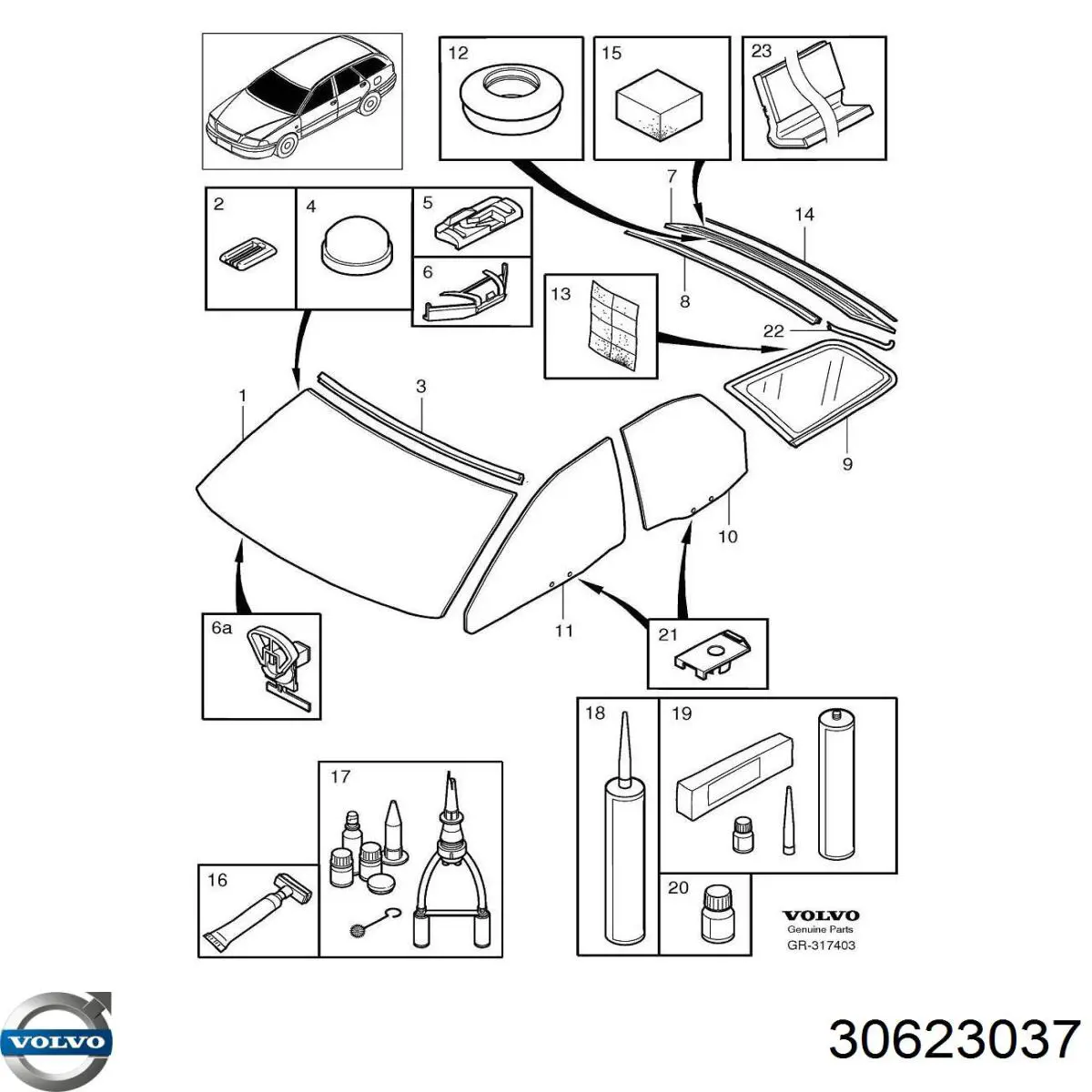 Купити 30623037 Volvo Вікно вітрове