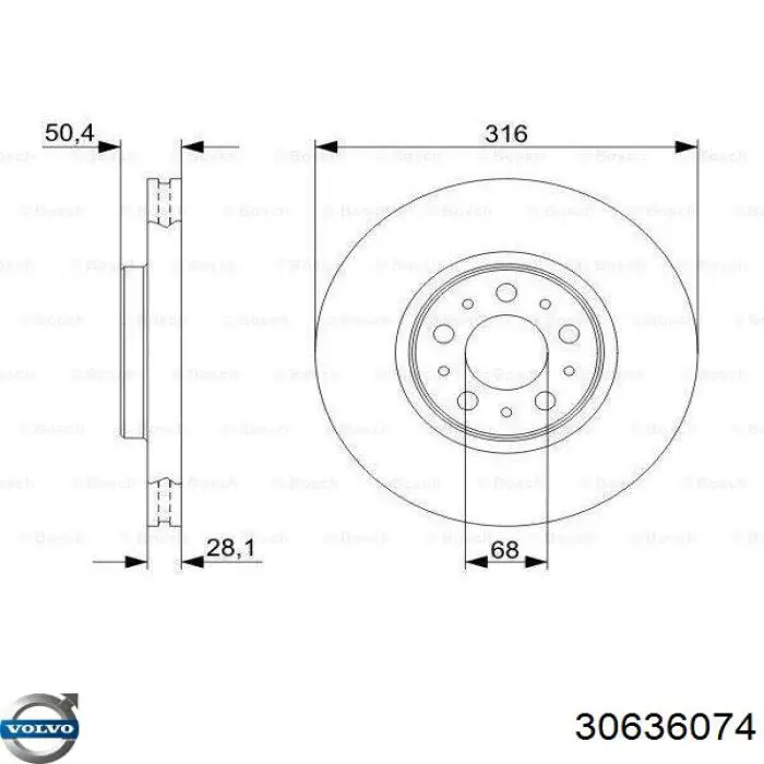 Диск переднього гальма Volvo 30636074 ціна, від 53.65 USD