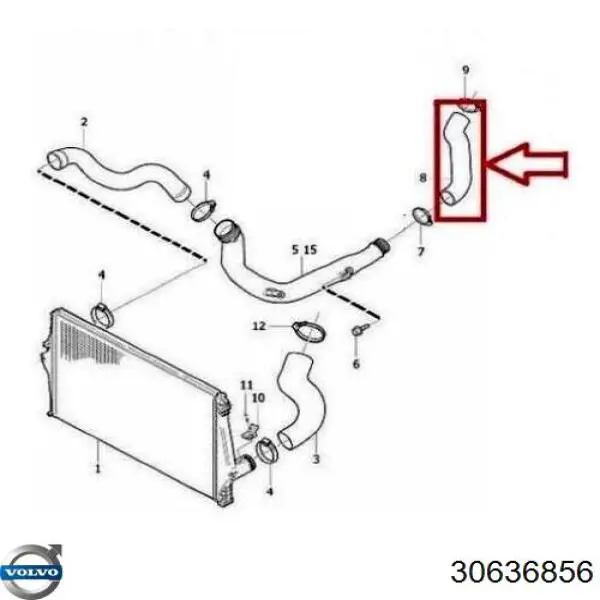 Шланг/патрубок интеркуллера Volvo 30636856 ціна, від 30.68 USD