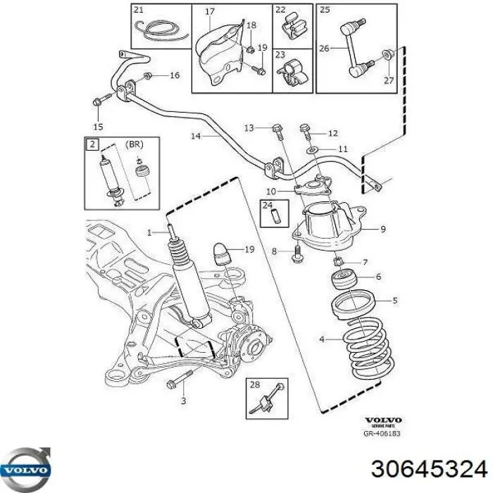 30645324 Volvo Пружина підвіски задня