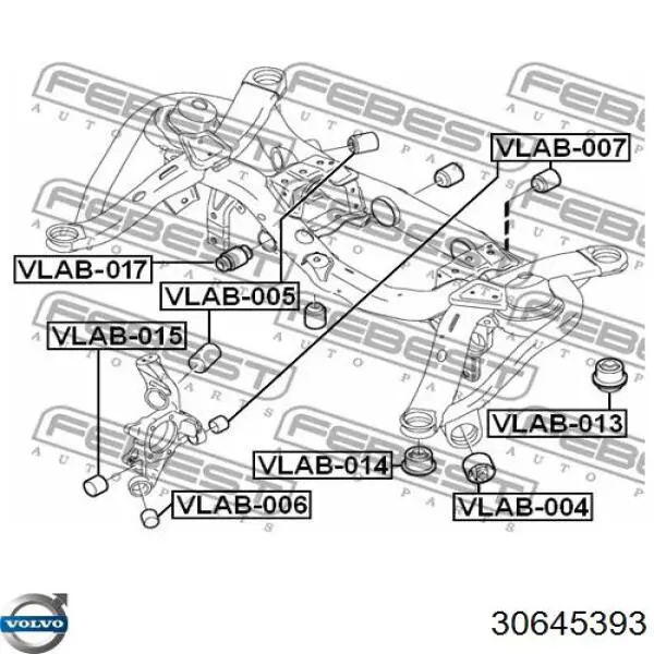 Сайлентблок задньої балки/підрамника Volvo 30645393 ціна, від  USD
