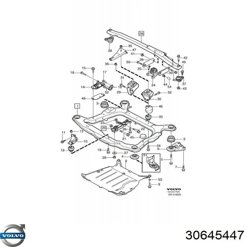Подушка (опора) двигуна, верхня Volvo 30645447