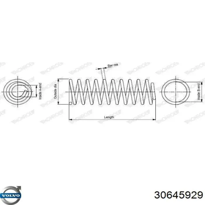 Пружина задня Volvo 30645929 ціна, від 46.22 USD