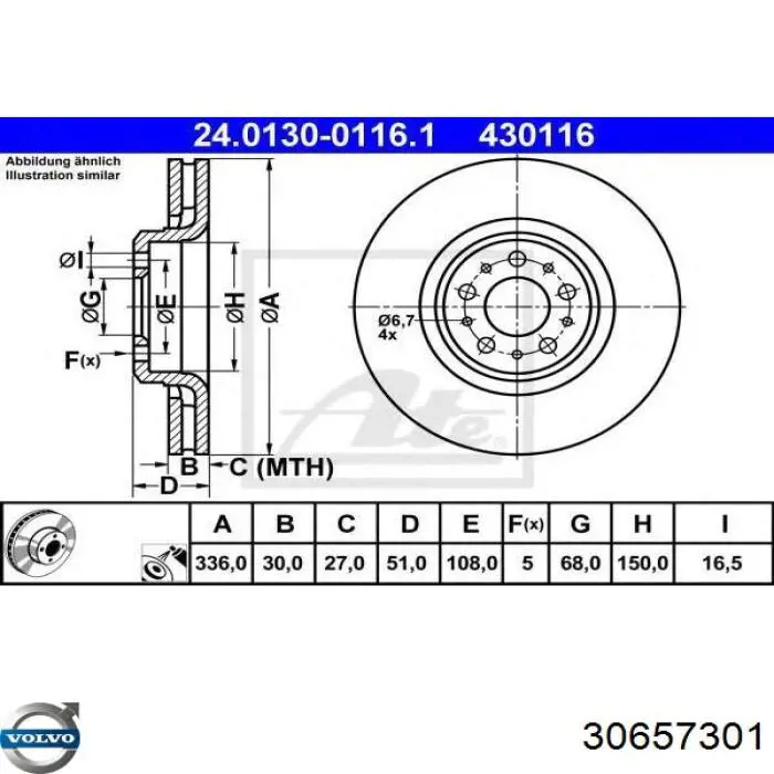 Купити 30657301 Volvo Ротор гальмівний