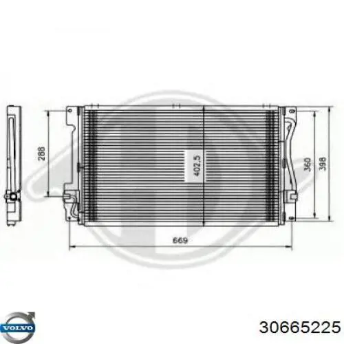 Конденсатор кондиціонера Volvo 30665225 ціна, від 74.91 USD