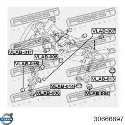 Сайлентблок задньої балки/підрамника 30666697 Volvo