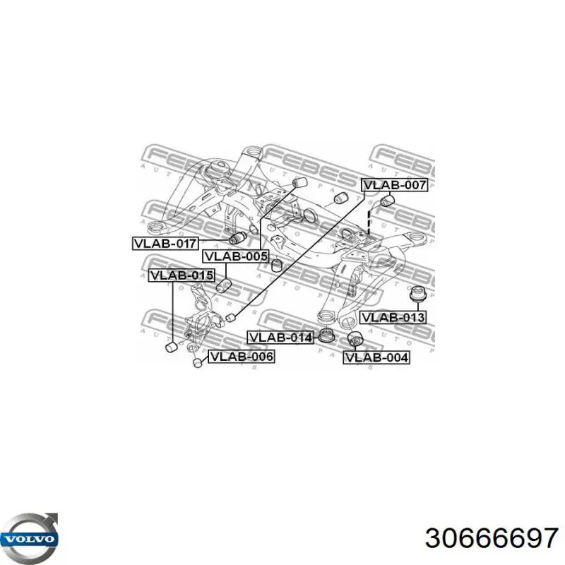 Сайлентблок задньої балки 30666697 Volvo