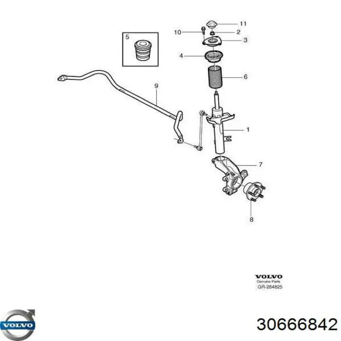 30666842 Volvo буфер-відбійник амортизатора переднього + пильовик