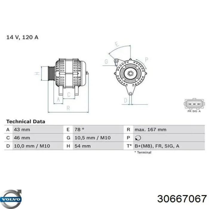 Купити 30667067 Volvo Генератор