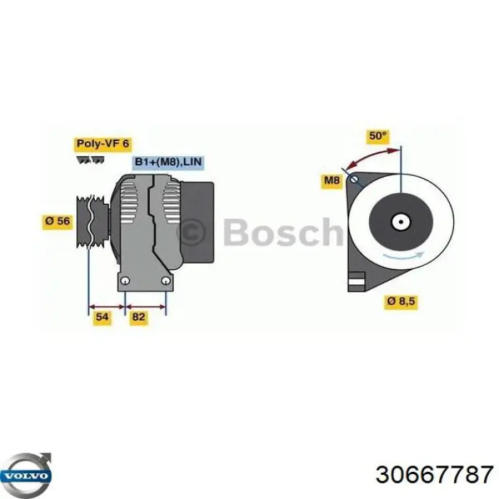 Генератор 30667787 Volvo