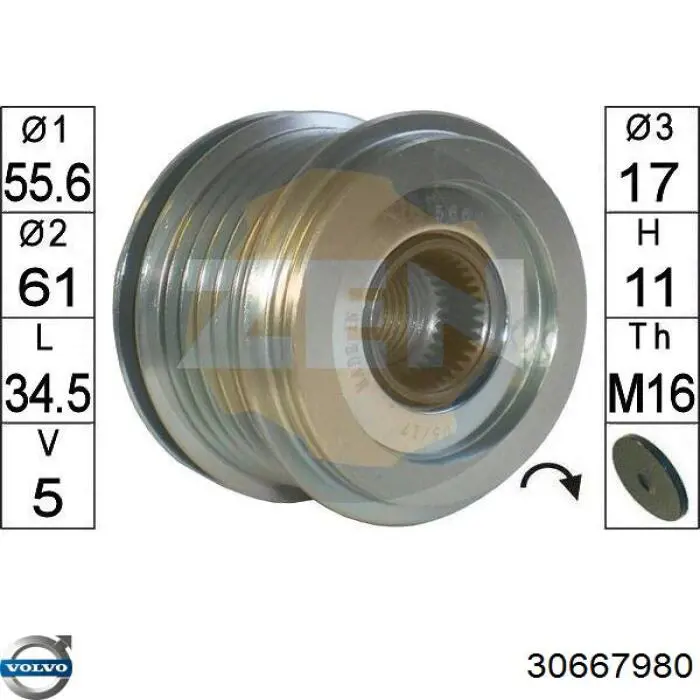 Купити 30667980 Volvo Шків генератора