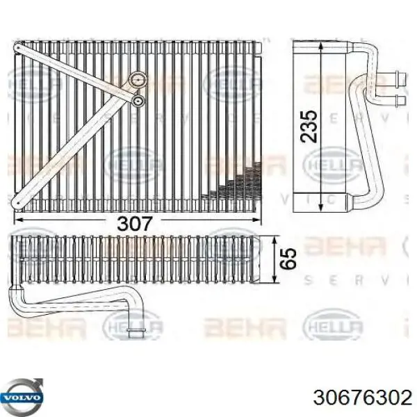 Радіатор кондиціонера салонний, випарник 30676302 Volvo