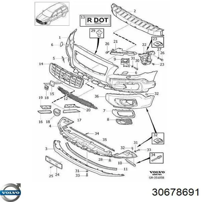 Купити 30678691 Volvo Захисна решітка радіатора