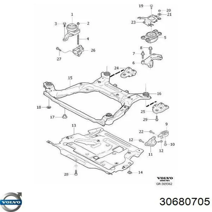 Подушка двигуна задня 30680705 Volvo