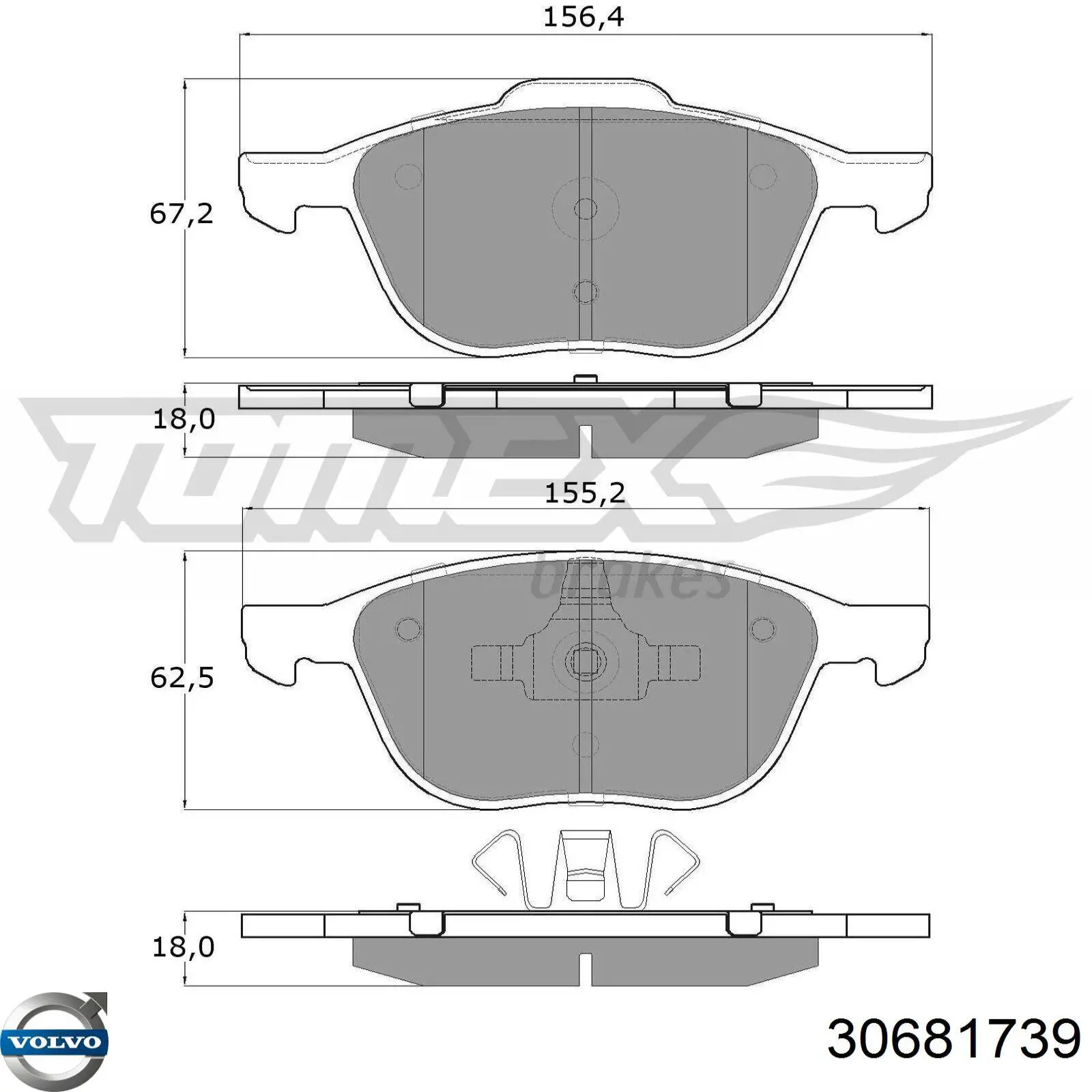 30681739 Volvo Передні гальмівні колодки