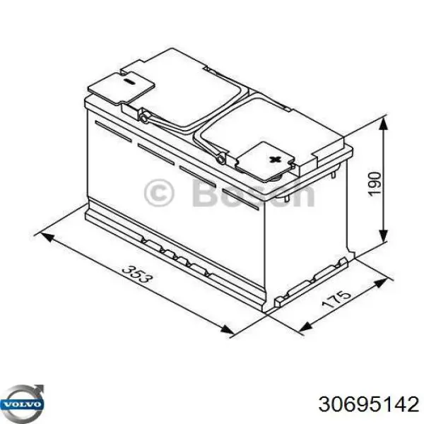 Батарея акумуляторна Volvo 30695142 ціна, від 138.07 USD
