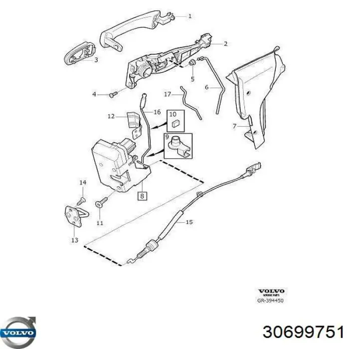 Замок передньої двері, лівої Volvo 30699751 ціна, від 2.54 USD