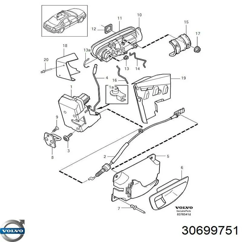 Замок передньої двері, лівої 30699751 Volvo