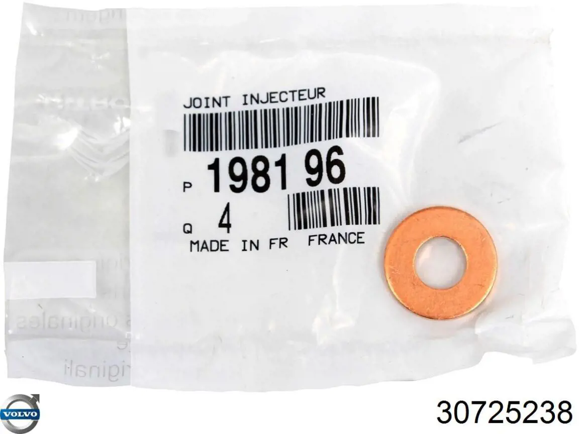 Ущільнююче кільце форсунок інжектора Volvo 30725238 ціна, від 1.04 USD
