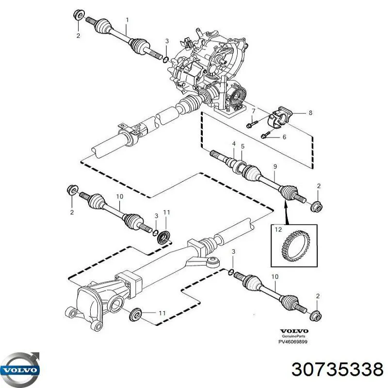 Опора підвісного підшипника передньої піввісі Volvo 30735338 ціна, від 12.67 USD