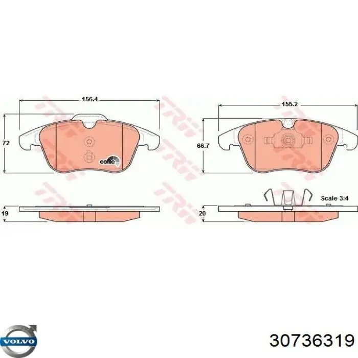 Гальмівні колодки Volvo 30736319 ціна, від 47.81 USD