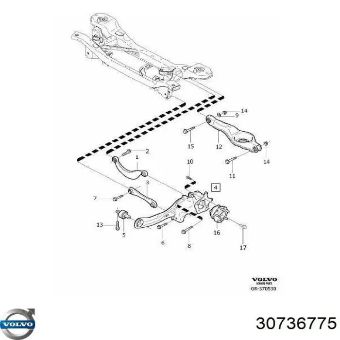 Купити 30736775 Volvo Цапфа - поворотний кулак заднім виходом,