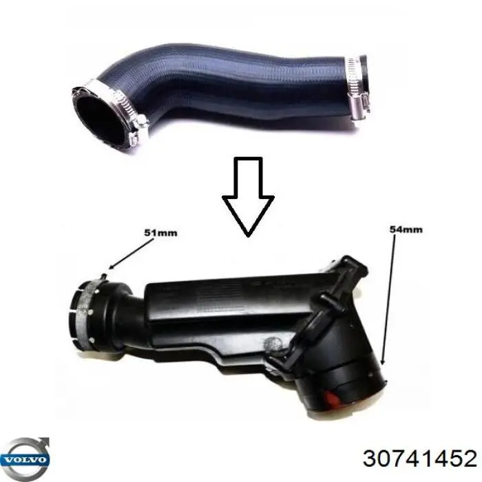 Шланг/патрубок интеркуллера 30636843 Volvo