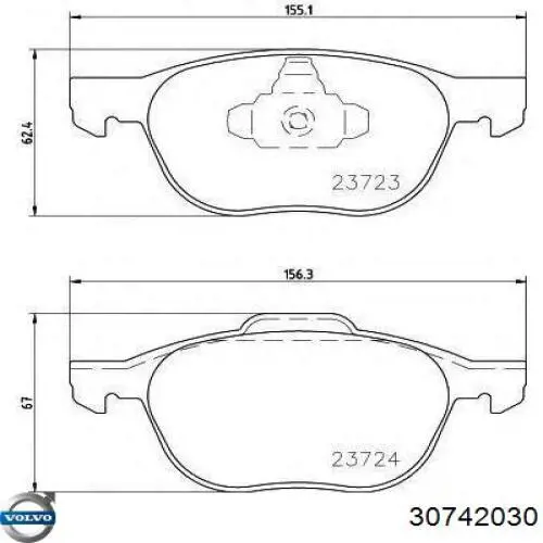 Купити 30742030 Volvo Колодки гальмівні передні, дискові